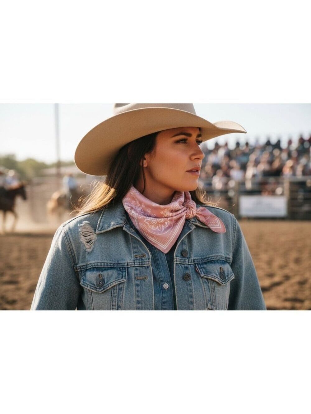 27x27 Blush Pink Paisley Wild Rag Western Cowgirl Scarf - Picture 5 of 6